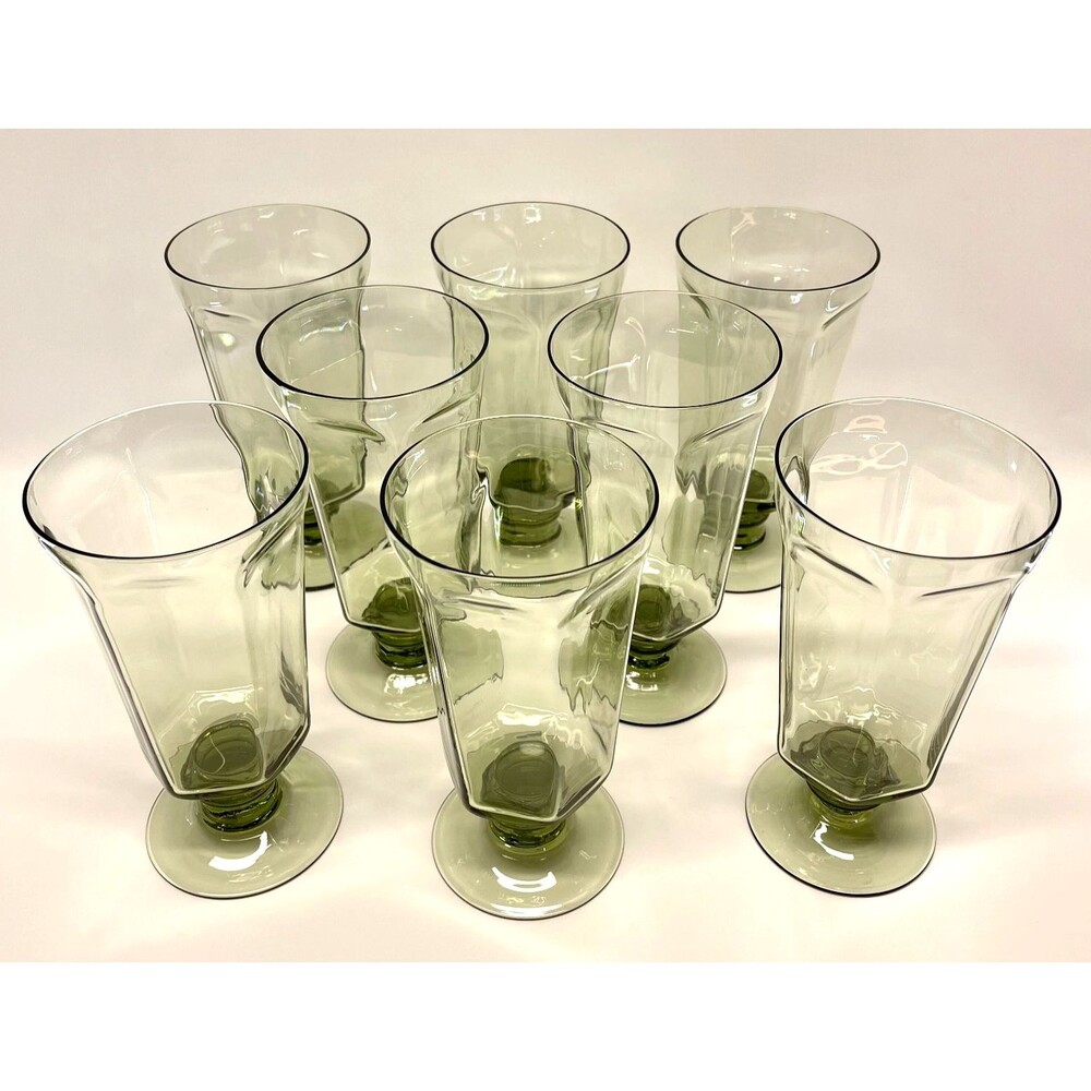 8 Vintage Lenox Crystal Antique Pale Green Iced Tea Goblets Water Glasses-50563